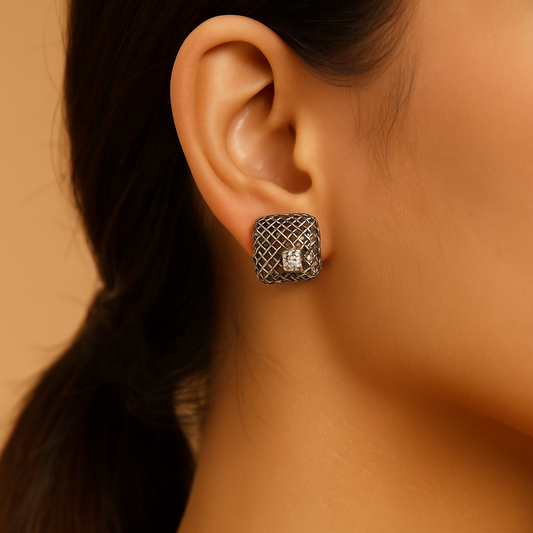 Starlit Frost Square Studs