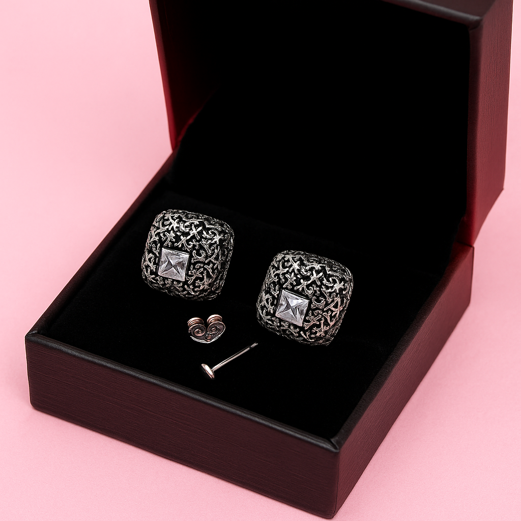 Starlit Frost Square Studs
