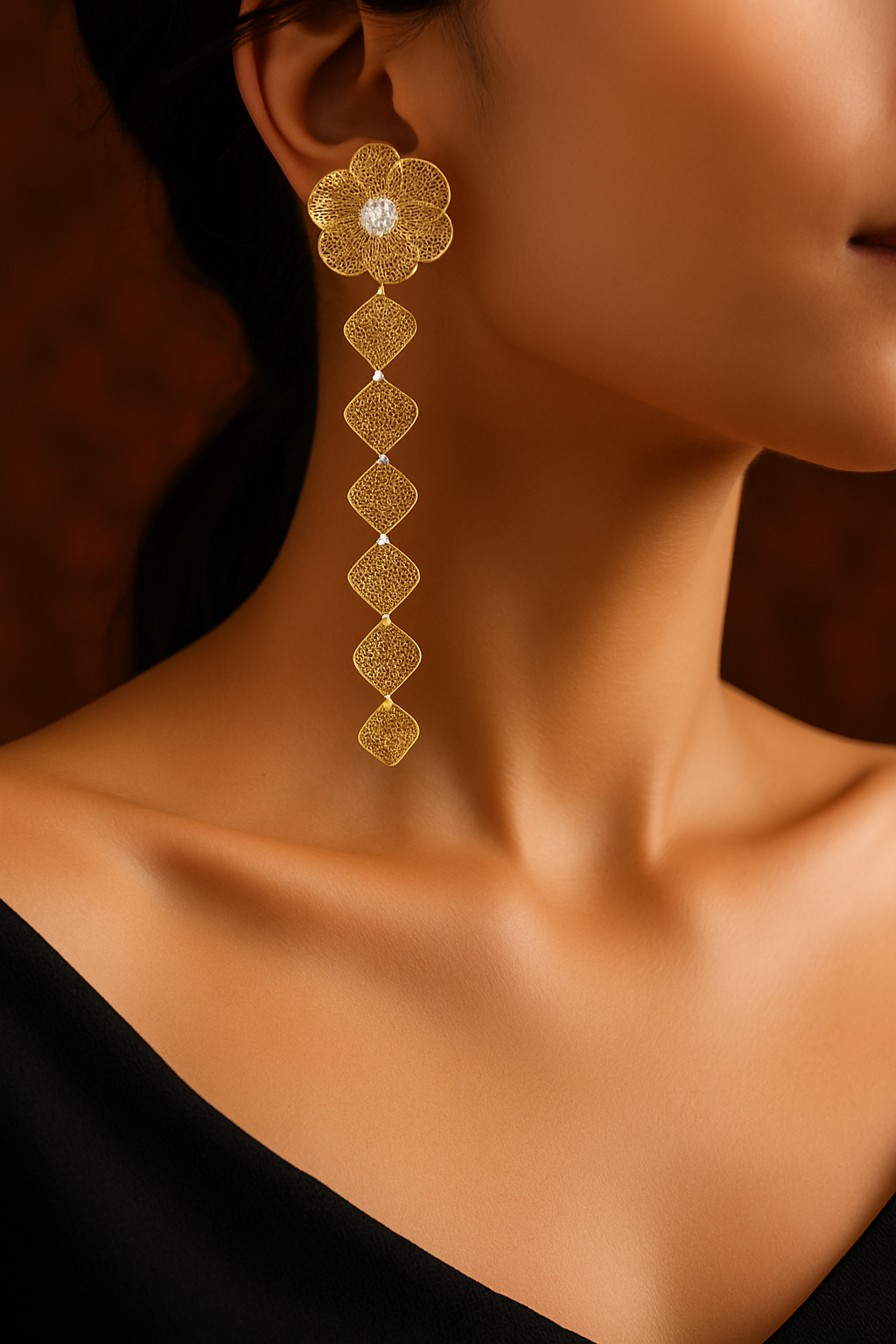 Tarini Drops Bloom Earrings