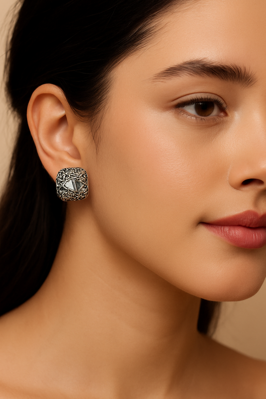 Starlit Frost Square Studs